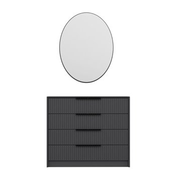 Kommode mit 4 Schubladen und Spiegel Kale anthrazit 100x45x85H