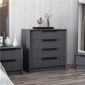 Kale anthrazit geprägter Effekt 4 Schubladen 72x42x77H