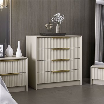 Kale Kaschmir Kommode mit 4 Schubladen mit Rippeneffekt 72x42x77H