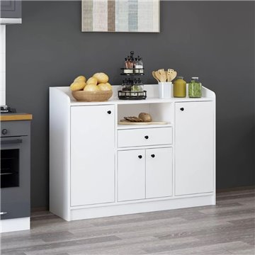 Arina weiß Mehrzweckschrank 4 Türen und Schublade 120x35x90H