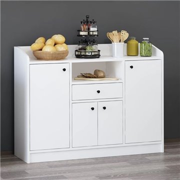 Arina weiß Mehrzweckschrank 4 Türen und Schublade 120x35x90H