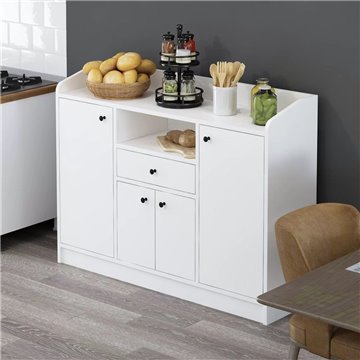 Arina weiß Mehrzweckschrank 4 Türen und Schublade 120x35x90H