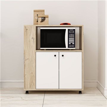 Eleganter und funktioneller Mehrzweckschrank Eiche und Weiß Monni 82x45x95H - Bestellen und Gestalten