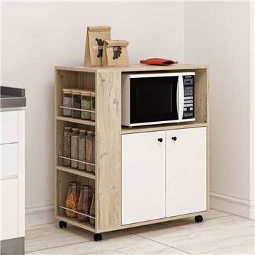 Eleganter und funktioneller Mehrzweckschrank Eiche und Weiß Monni 82x45x95H - Bestellen und Gestalten