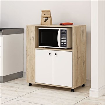 Eleganter und funktioneller Mehrzweckschrank Eiche und Weiß Monni 82x45x95H - Bestellen und Gestalten