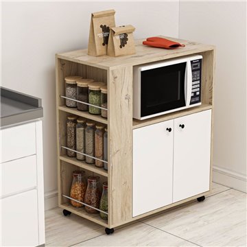 Eleganter und funktioneller Mehrzweckschrank Eiche und Weiß Monni 82x45x95H - Bestellen und Gestalten