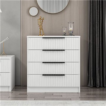 Kale Kommode mit 4 Schubladen weiß gerippt Effekt 72x42x77H