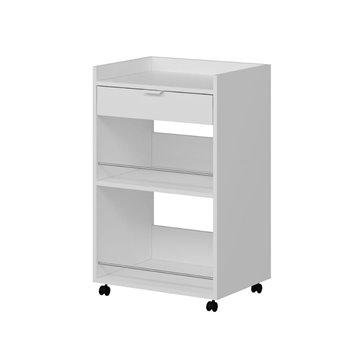 Liana weißer Küchenwagen mit Schublade und offenen Fächern 60x45x95H