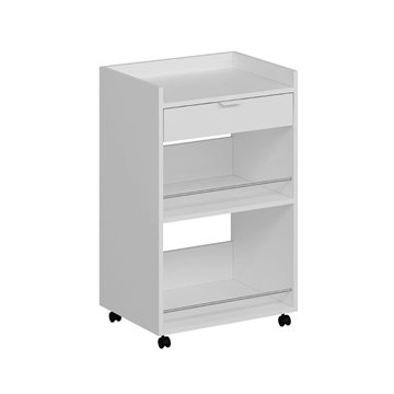 Liana weißer Küchenwagen mit Schublade und offenen Fächern 60x45x95H