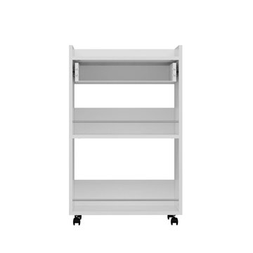 Liana weißer Küchenwagen mit Schublade und offenen Fächern 60x45x95H