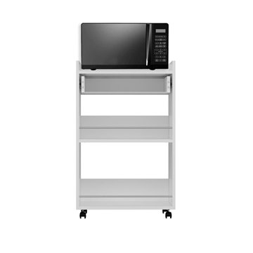 Liana weißer Küchenwagen mit Schublade und offenen Fächern 60x45x95H