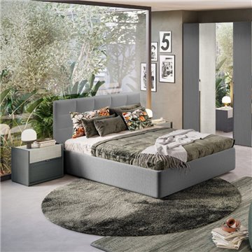 Faba Schlafzimmer Kleiderschrank mit Spiegeln und grau und Beton Türen und Lagerung Bett Ascoli