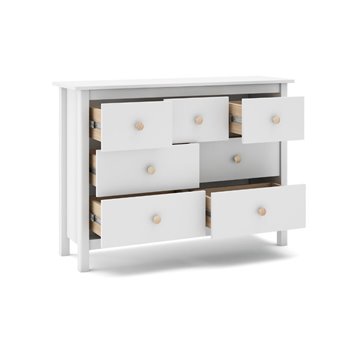 Max Kommode aus weißem Massivholz 110x40x80H - 7 Schubladen, Stil und Vielseitigkeit