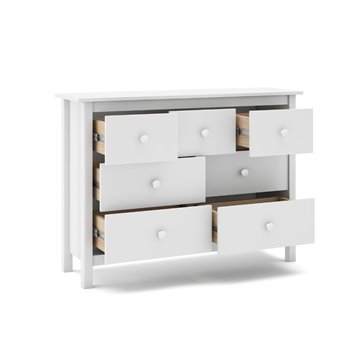 Max Kommode aus weißem Massivholz 110x40x80H - 7 Schubladen, Stil und Vielseitigkeit