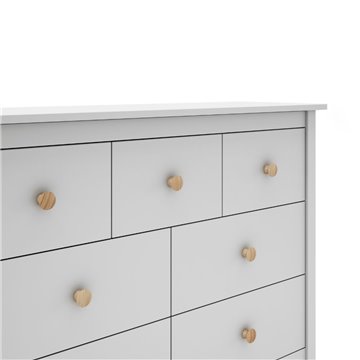 Max Kommode aus weißem Massivholz 110x40x80H - 7 Schubladen, Stil und Vielseitigkeit