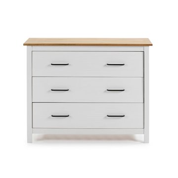 Miranda Kommode aus weißem Massivholz und Kiefer 100x40x80H - Eleganter und robuster Stil