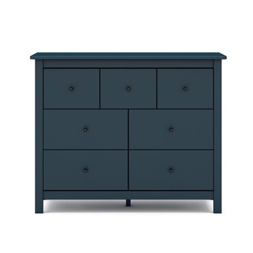 Misti Kommode aus blauem Massivholz 110x40x820H - 7 Schubladen, Design und Organisation