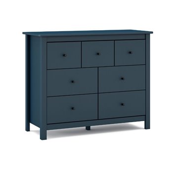 Misti Kommode aus blauem Massivholz 110x40x820H - 7 Schubladen, Design und Organisation