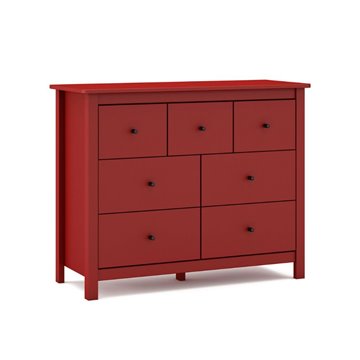 Misti Kommode aus burgunderrotem Massivholz 110x40x820H - 7 Schubladen, Design und Organisation