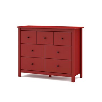 Misti Kommode aus burgunderrotem Massivholz 110x40x820H - 7 Schubladen, Design und Organisation