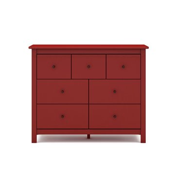 Misti Kommode aus burgunderrotem Massivholz 110x40x820H - 7 Schubladen, Design und Organisation