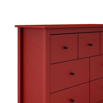 Misti Kommode aus burgunderrotem Massivholz 110x40x820H - 7 Schubladen, Design und Organisation