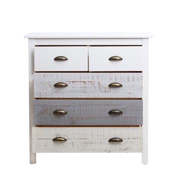 Romantica 79x40x80H Grau und Creme Massivholz Kommode - Natürliche Eleganz mit 5 Schubladen