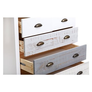 Romantica 79x40x80H Grau und Creme Massivholz Kommode - Natürliche Eleganz mit 5 Schubladen