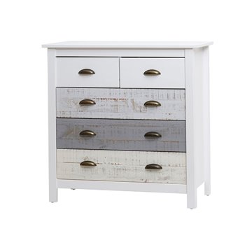 Romantica 79x40x80H Grau und Creme Massivholz Kommode - Natürliche Eleganz mit 5 Schubladen