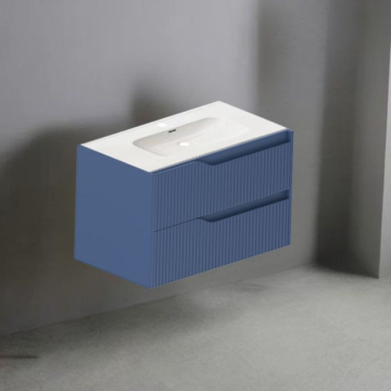 Wandbadezimmerschrank matt blau 80 cm mit Schubladen - Gaper