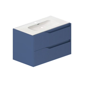 Wandbadezimmerschrank matt blau 80 cm mit Schubladen - Gaper