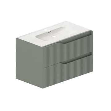 Mattgrüner 80 cm Wandbadezimmerschrank mit Schubladen - Gaper