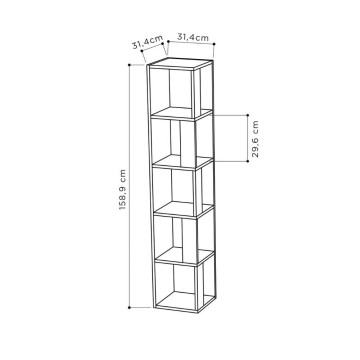 Eckregal Anthrazit oben 5 Fachböden 31,4x31,4x158,9