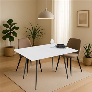 Lilis weißer ausziehbarer und schwenkbarer Tisch 90x60x75H