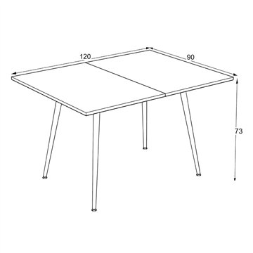 Lilis weißer ausziehbarer und schwenkbarer Tisch 90x60x75H