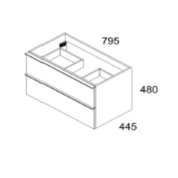 Senda helles Eichenholz gerippt Effekt Wandschrank für Badezimmer mit 2 Schubladen 80x45.5x48H