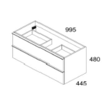 Senda wandhängender Badezimmerschrank in Nussbaum mit 2 Schubladen 100x45.5x48H