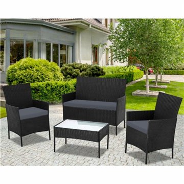 Schwarze Rattan-Garten-Lounge - WRS008