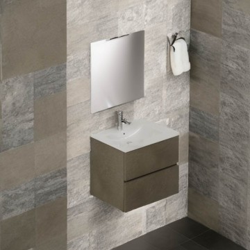 Wandmontierte Badezimmermöbel 61 cm Ton mit Spiegel - Corus