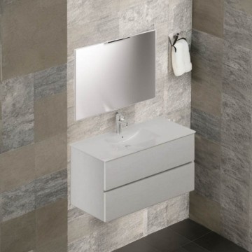 Hängeschrank für Badezimmer 101 cm Esche weiß mit Waschbecken - Corus
