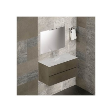 Wandhängendes Badmöbel 101 cm Ton mit Waschbecken und Spiegel - Corus