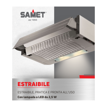 Einbaudunstabzugshaube 60 cm ausziehbar Aluminium - Samet | Toscohome