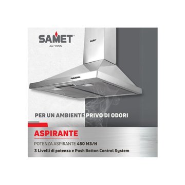Moderne 60 cm Pyramidenhaube aus Edelstahl - Samet Eolo 60