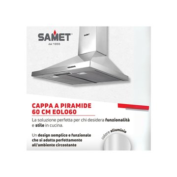 60 cm moderne Pyramidenhaube aus Edelstahl - Samet Eolo 60