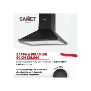 Schwarze 60 cm moderne Pyramidenhaube für die Küche - Samet Eolo