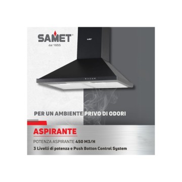 Schwarze 60 cm moderne Pyramidenhaube für die Küche - Samet Eolo