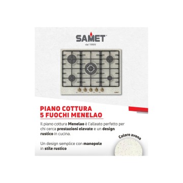 Eingebautes 5-Flammen-Hafer-Kochfeld 70 cm - Samet Menelao