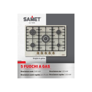 Eingebautes 5-Flammen-Hafer-Kochfeld 70 cm - Samet Menelao