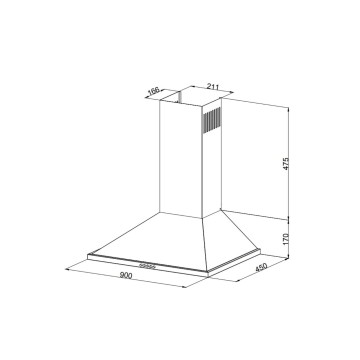 Pyramidenhaube 90 cm, 3-Gang schwarz - Eolo Samet