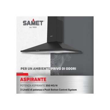 Pyramidenhaube 90 cm, 3-Gang schwarz - Eolo Samet